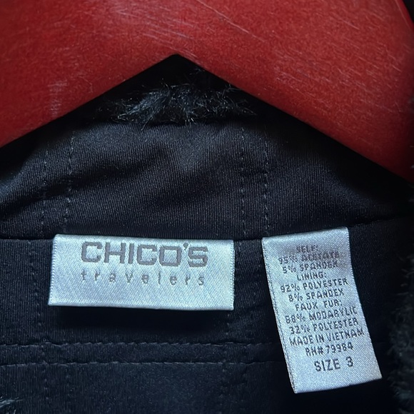 Chicos Faux Fur Traveler Trim Vest Quilted 4 hook/eye front closures Sz. 3=XL/16 - Picture 9 of 16